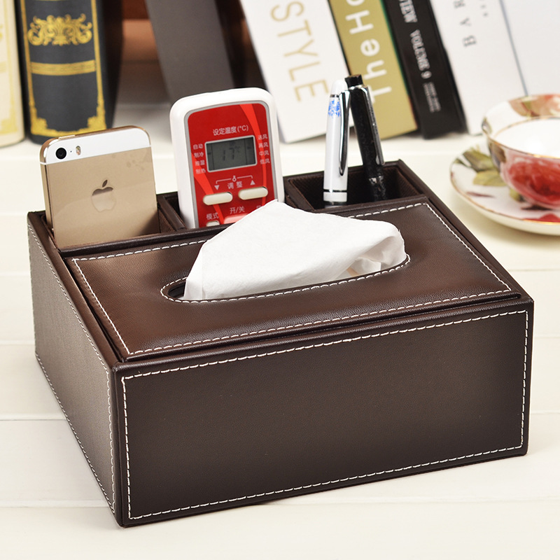 Leather-Multifunction-Fancy-Tissue-Box-case-Pencile-Remote-Control-Storage-Home-Office-Desk-Organizer-Paper-Towel