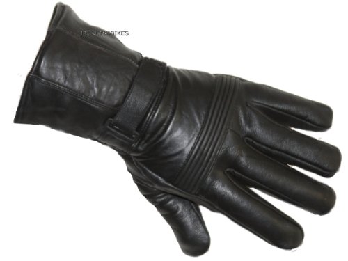 New-Biker-Motorcycle-Leather-Stretch-Gloves-Black-S5