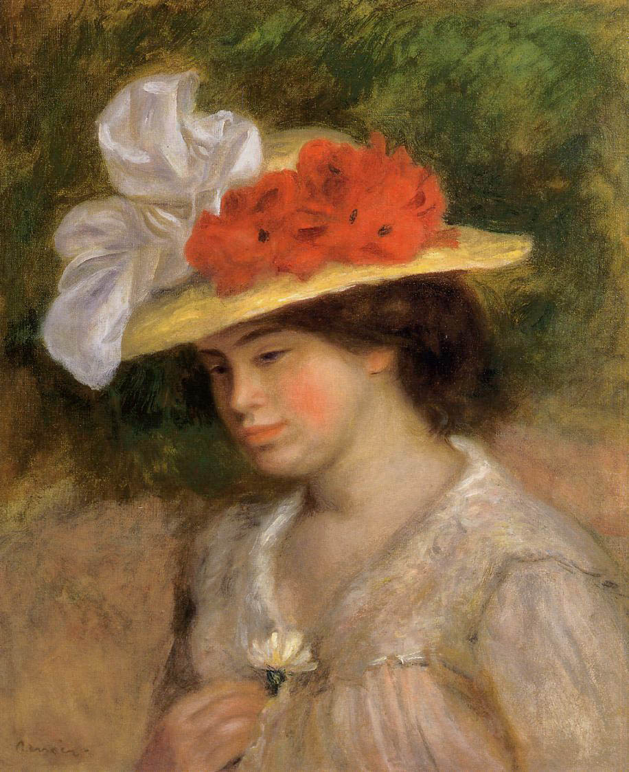 1899c Woman in a Flowered Hat oil on canvas Private Collection