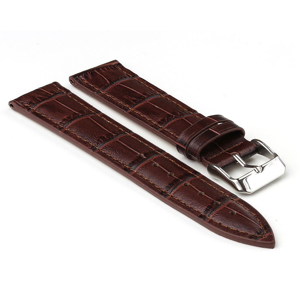 379.2-Crocodile-Embossed-Padded-Leather-Watch-Strap-in-Dark-Brown