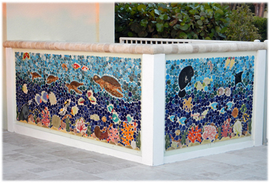 Tropical coral reef ceramic tile wall SM72