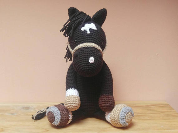 Kids toys Crochet horse Amigurumi Handmade toy animal Child stuffy Crochet gift Baby toy Stuffed horse Stuffed animal My Krissie Dolls Customize opt HTABIVSOCJ_7