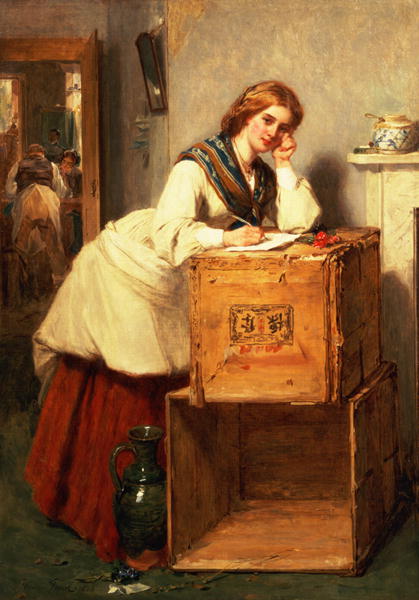 Lady-Writing-a-Letter-Thomas-Faed-oil-painting-1