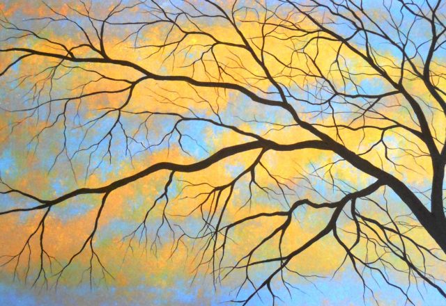 tree branches oil painting