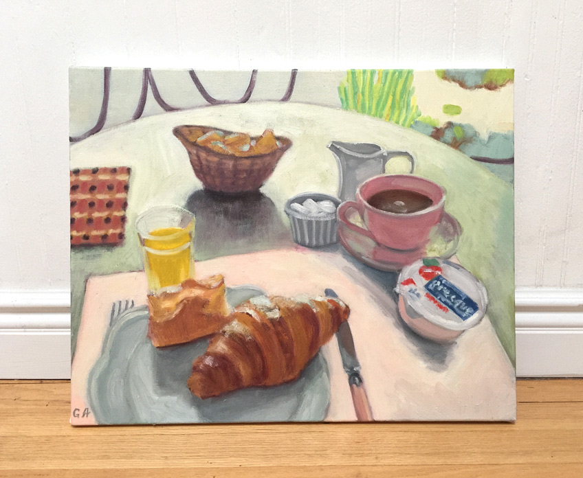 Breakfast-with-Croissant-Giselle-Ayupova-oil-painting-1