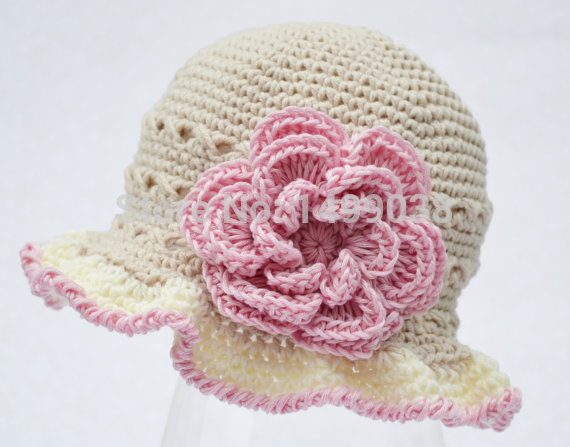 Tan-Crochet-Baby-girl-Summer-Hat-Cotton-Sunhat-for-0-24-months-size
